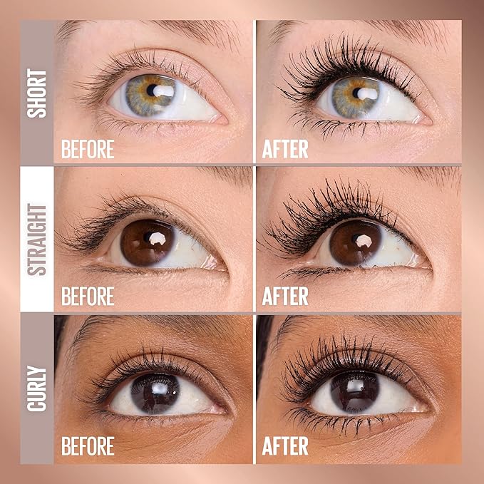 Maybelline Lash Sensational Body Washable Mascara, Volume and Length Formula for 24HR Lash Lift, Smudge and Clump-Resistant, Very Black