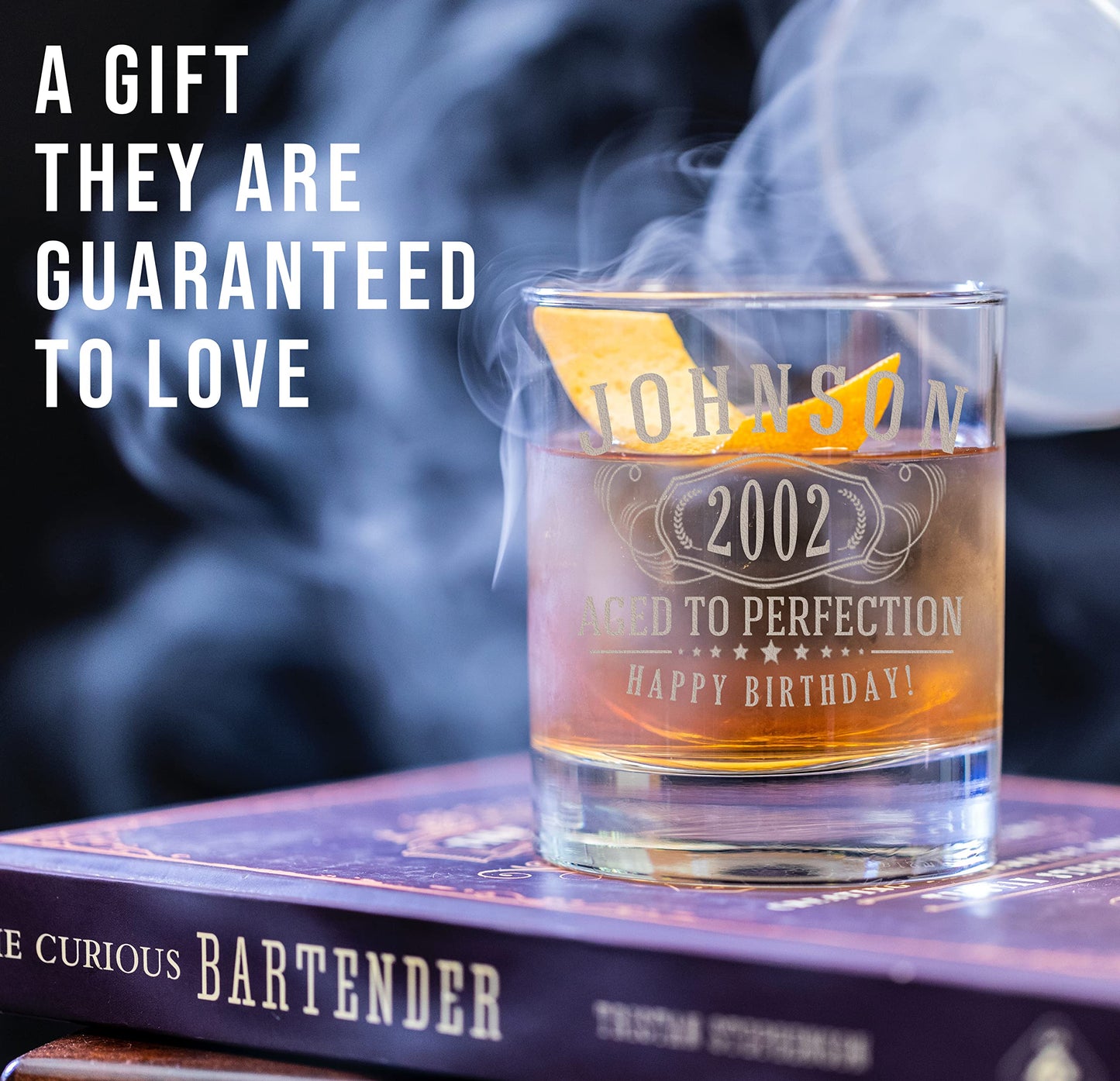 Personalized Etched 11oz Whiskey Glass–Customized Gifts for Men Him, Father’s Day, Custom Name Cup, Happy 40th Birthday Gift Idea for Dad Brother Adult Son, Turning Years Old Bday Party, Bernard