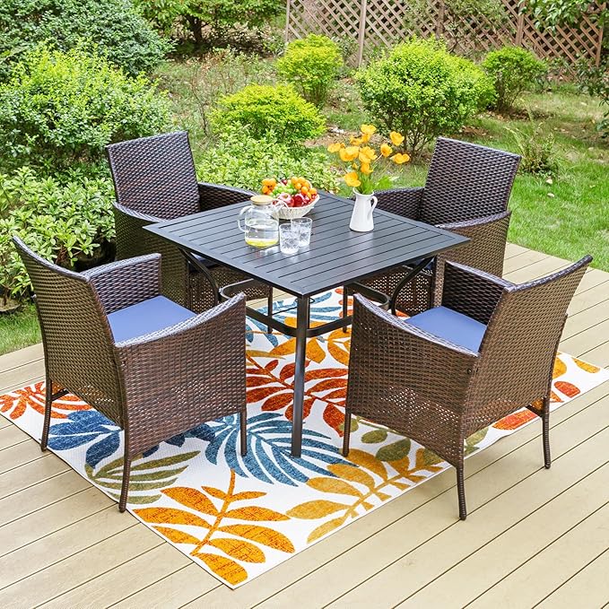 Sophia & William Wicker Patio Chairs Set of 4, 4 Pcs All-Weather Rattan Outdoor Dining Chairs with Seat Cushions