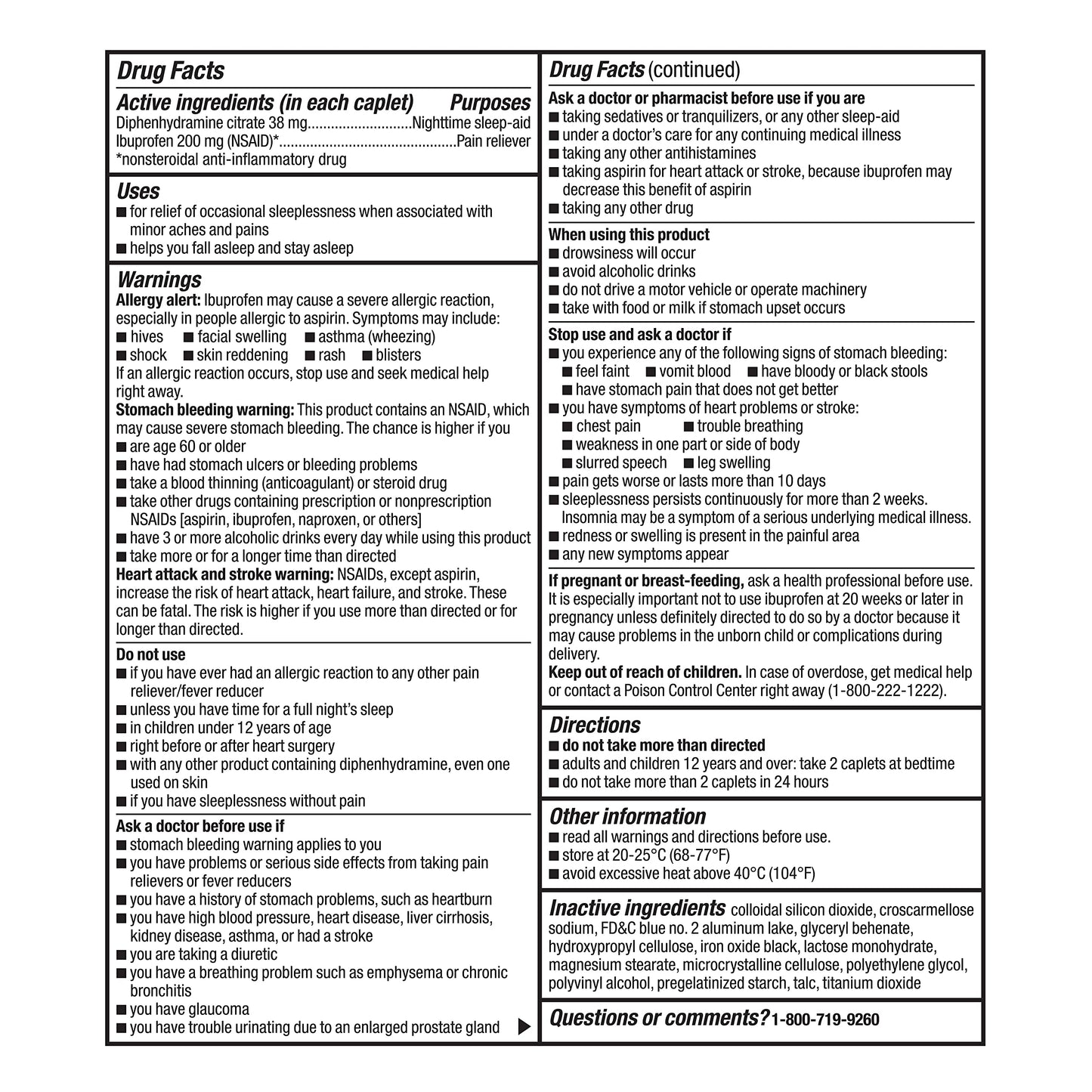 Amazon Basic Care Ibuprofen PM, Ibuprofen 200 mg and Diphenhydramine Citrate 38 mg Tablets, Pain Reliever and Nighttime Sleep-Aid, 120 Count (Pack of 2)