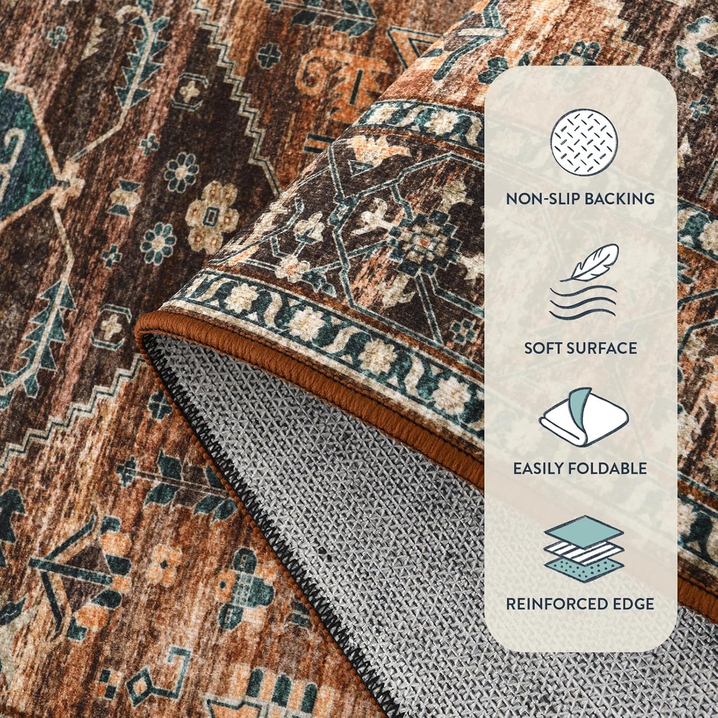 Lahome Door Rugs for Entryway Indoor - 2x3 Washable Stain Resistant Kitchen Rug Rubber Backing Ultra-Thin Small Door Mats Indoor Entrance, Vintage Print Throw Rug for Bathroom Bedroom