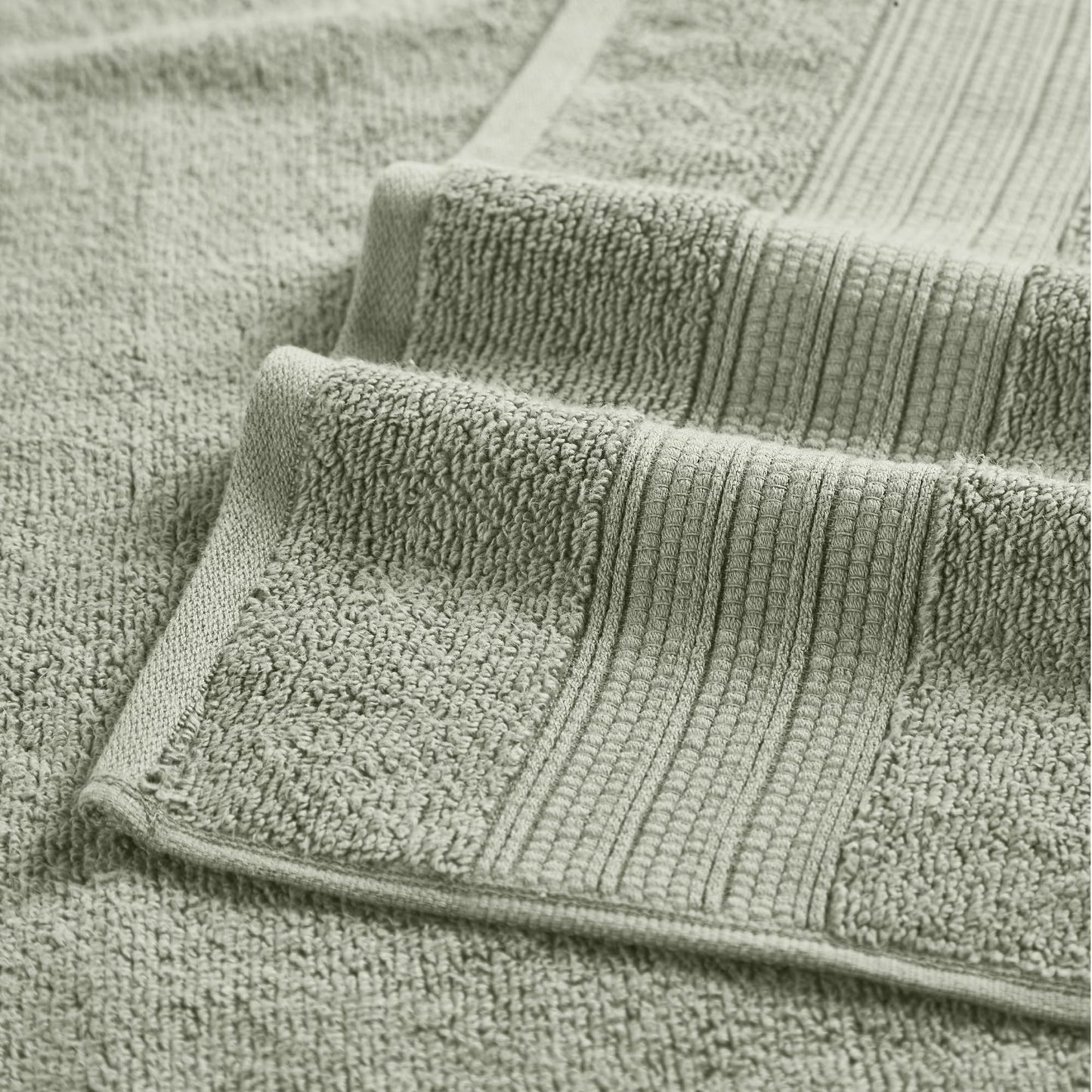 Modern Threads 6 Piece Set, 2 Bath Towels, 2 Hand Towels, 2 Washcloths, Quick Dry White/Contrast Reinhart Sage