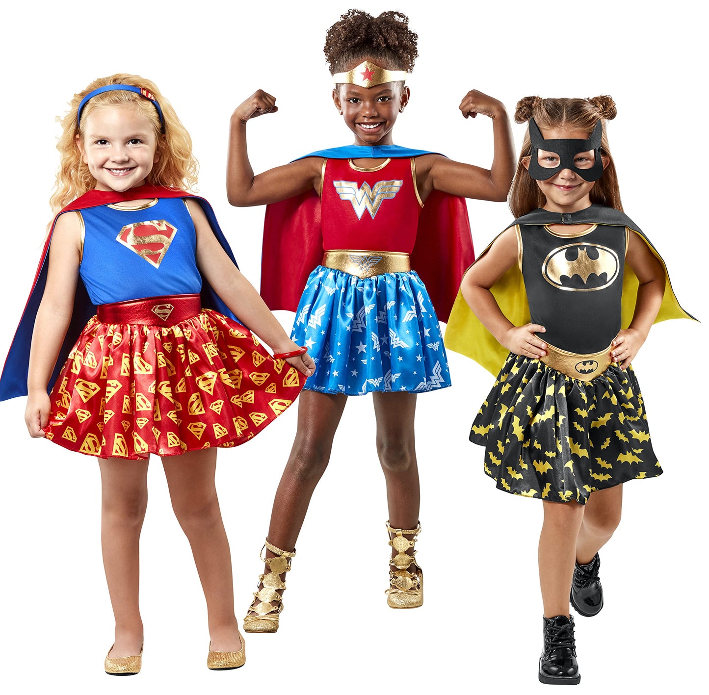 DC Comics Superheroes: Wonder Woman, Batgirl, Supergirl Dress Up Trunk for Kids by Rubies, Girl's Small