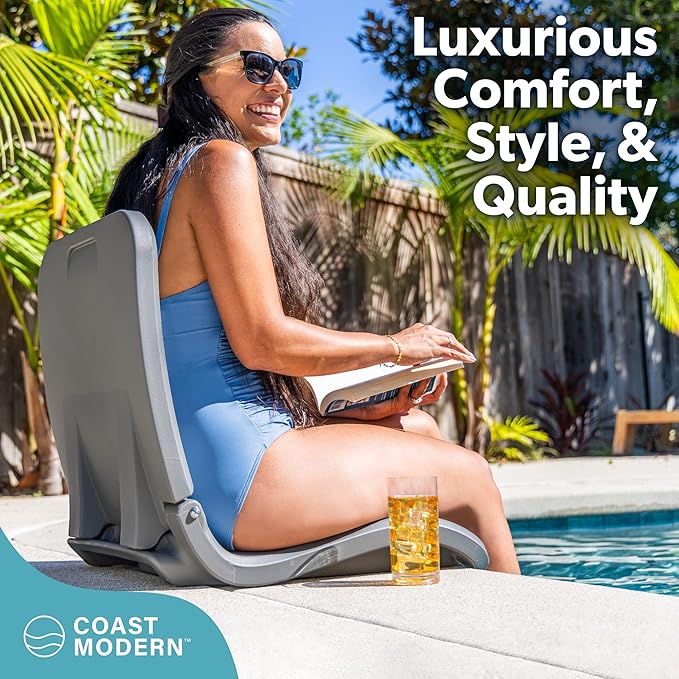 Coast Modern Portable Poolside Chair – Adult Foldable Flip Chair for Pool, Beach, Tailgating & Stadium – Durable Plastic with Back Support
