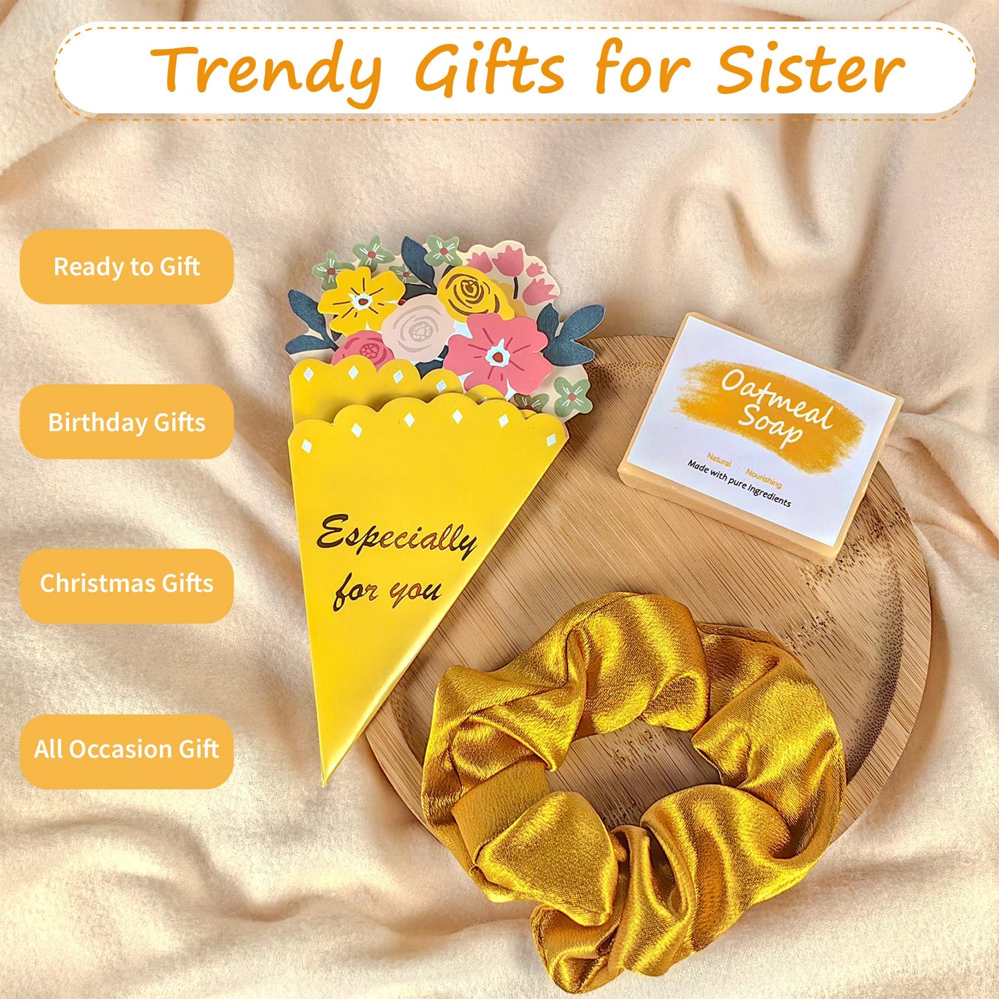 Sister Birthday Gifts, Sisters Gifts from Sister, Unique Gift for Sisters Christmas Gift Set Stocking Stuffer with 16oz Glass Cup -Brighten up Her Day!