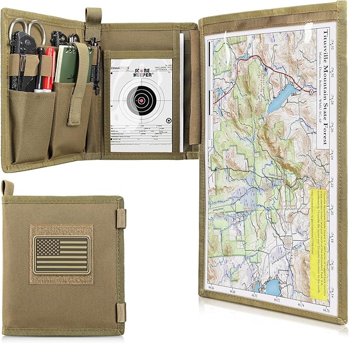 LIVANS Tactical Pouch Military Map Case Holder Army Foldable Map Storage Pouch Multifunctional for Outdoors or Hiking - 1...