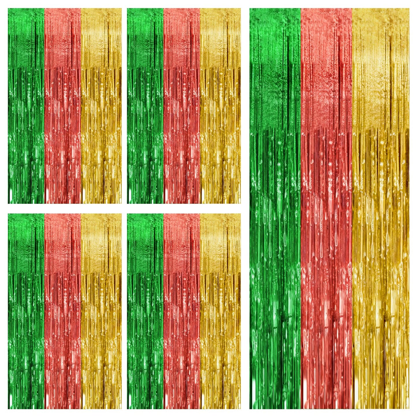 5 Pack Hawaii Party Backdrop Decorations Vibrant Summer Streamers Foil Fringe Curtains Metallic Tinsel Backdrop for Birthday Gra