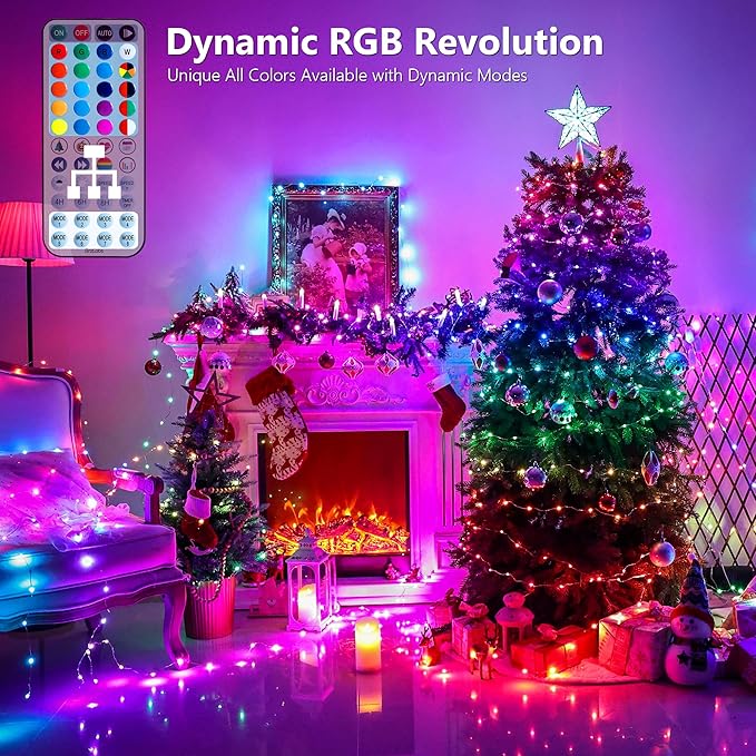 BrizLabs Valentine Fairy String Lights, 33ft 100 LED Color Changing Christmas Fairy Lights with Remote Timer, USB Pink White Fairy Light Music Sync RGB Twinkle Light for Xmas Halloween Party Wedding
