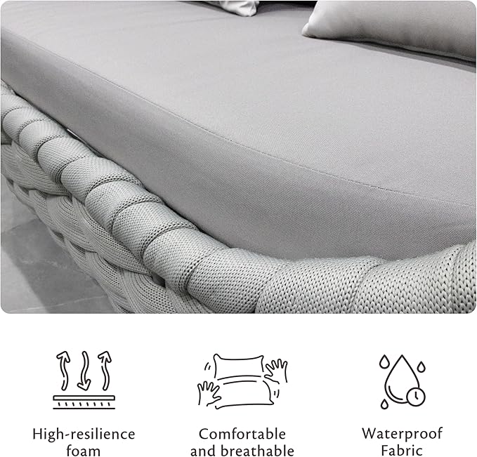 ercimi 4 Pieces Set Aluminum Outdoor&Indoor Sofa, Modern Patio Furniture Set Conversation Set with Soft Cushion and Coffee Table for Balcony Garden，Grey