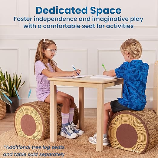 ECR4Kids SoftZone Tree Log Half Bench, 14in, Flexible Seating, Chocolate