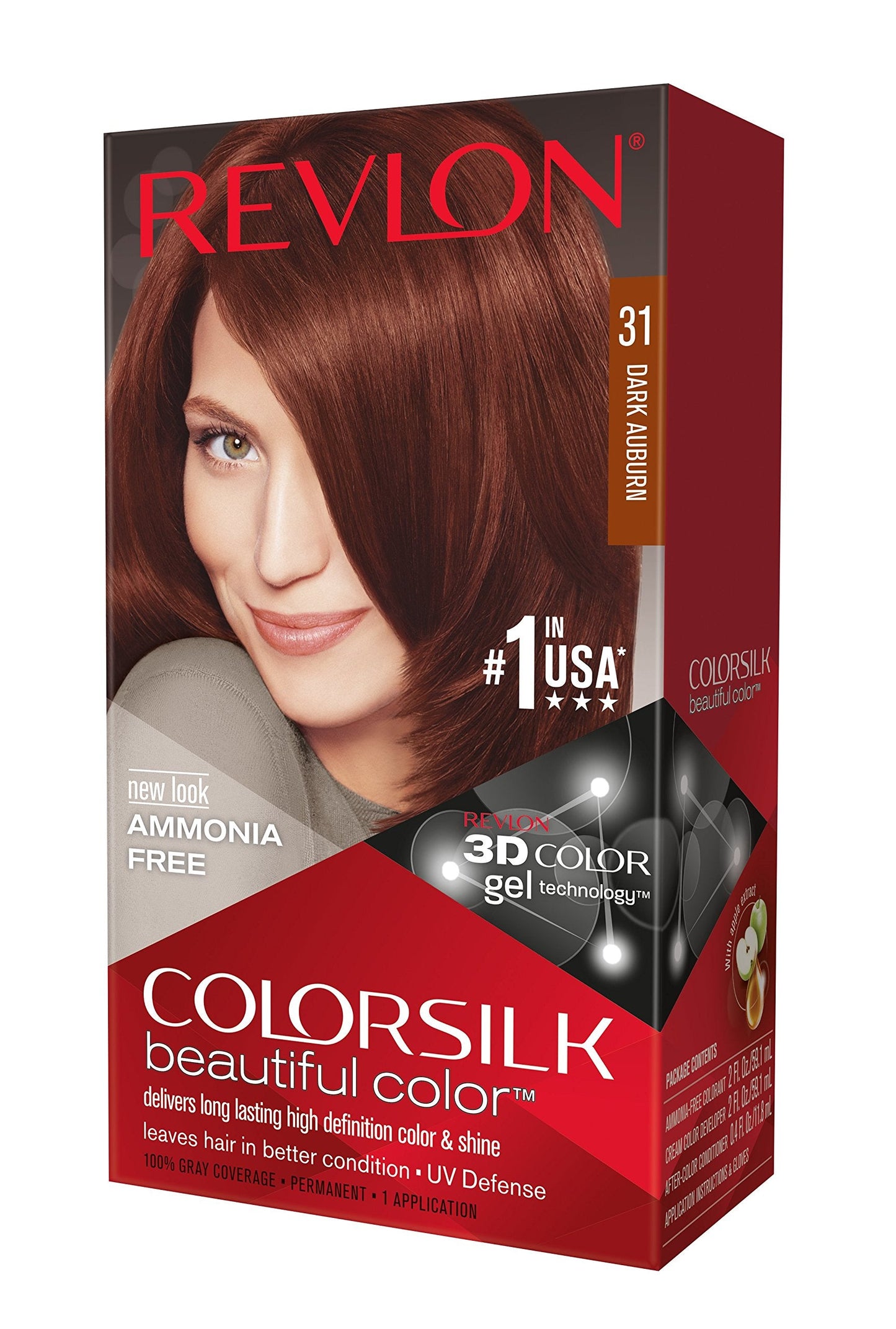 Revlon ColorSilk Haircolor, Dark Auburn, 4.40 Total Ounces (Pack of 3)