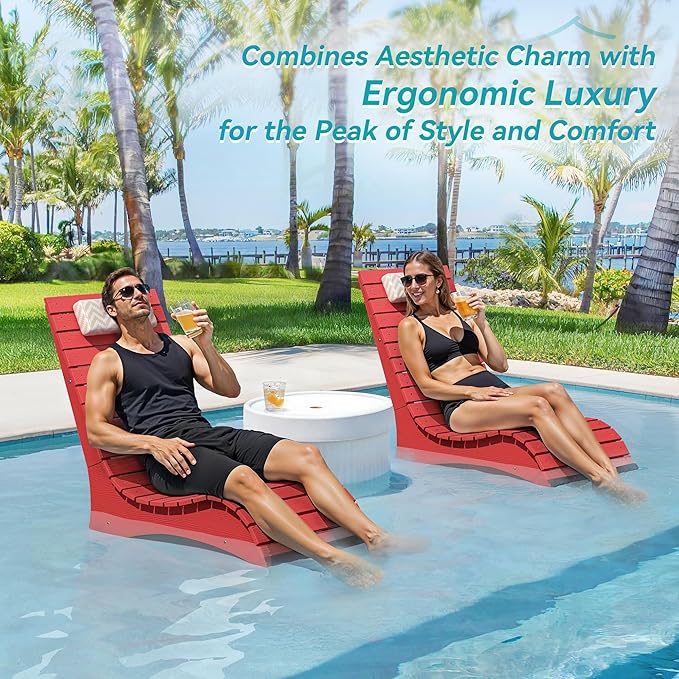 Homenjoy HDPS Pool Lounge Chairs, Use in Pools Lounge Chairs up to 10-Inches of Water, Chaise Chairs with Headrest, Lounge Chair Outdoor, Fade-Resistant Pool Lounger for Deck