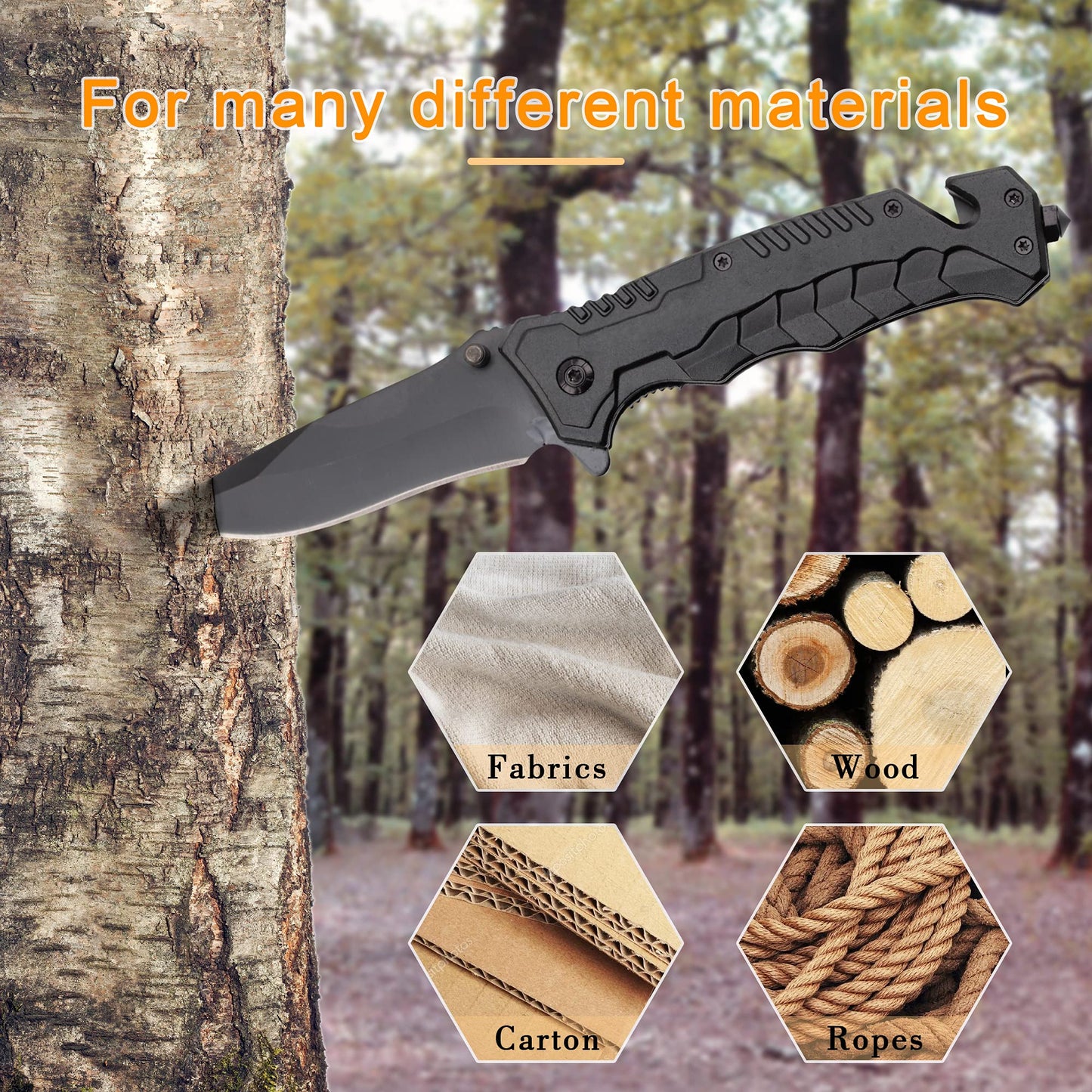 Brother Gift, Engraved Black Pocket Knife for Brother Birthday Gifts Idea Camping Knife with Window Glass Breaker and Seatbelt Cutter, Best Brother Ever, Brother Gift for Christmas Graduation Birthday