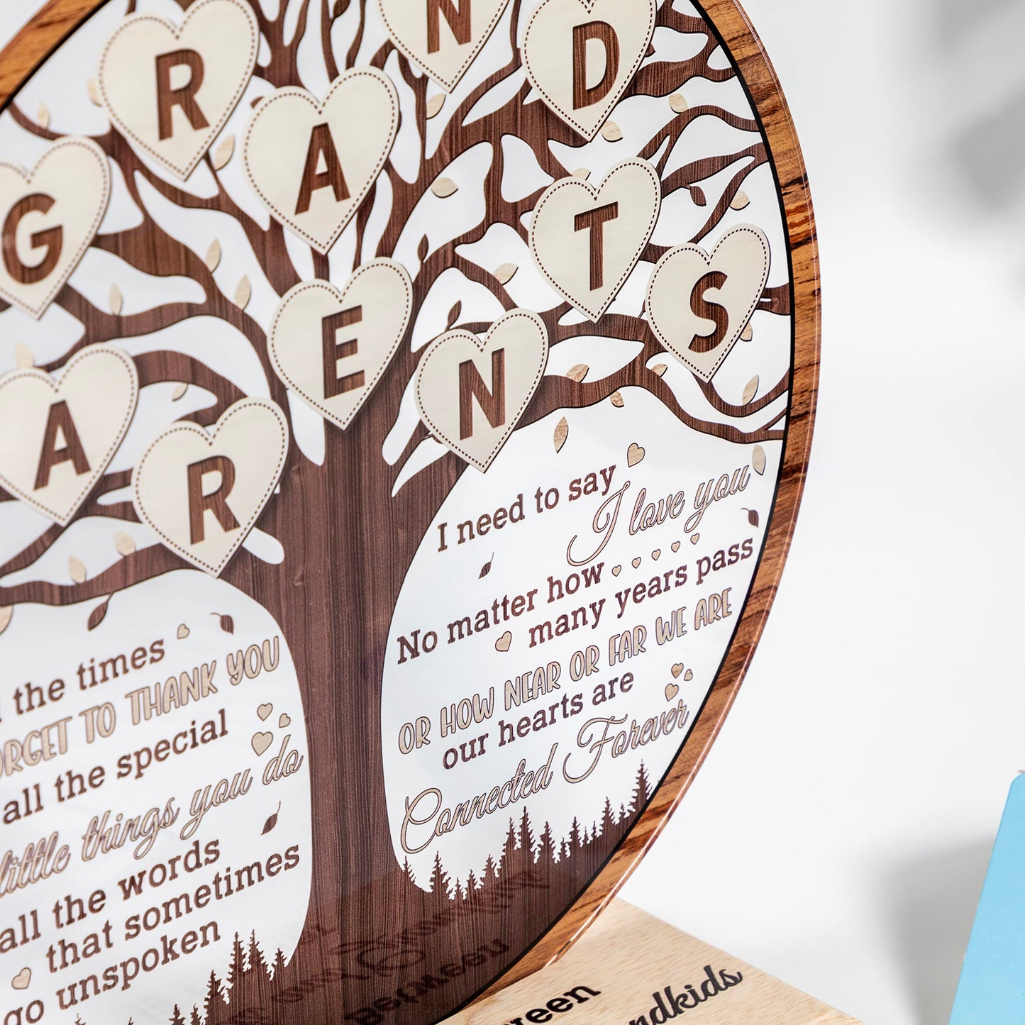 CEZII Grandparents Gift from Grandkids, Grandparents Round Acrylic Sign w/Stand, Love Between Grandparents & Grandchildren Clear Sign, Thank You Grandparents Gifts, Gift for Grandma Grandpa Again
