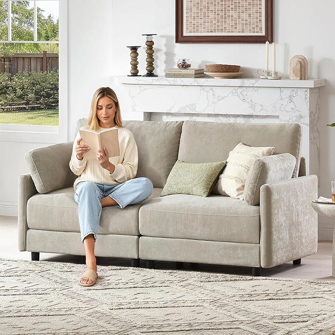 CHITA Modular Sectional Loveseat Sofa, Modern Cloud Couch for Living Room and Apartment, 2 Seat Extra Comfty Sofa, Removable Cover, Easy Assembly for Small Spaces, 73.6 Inch Width, Classic Taupe