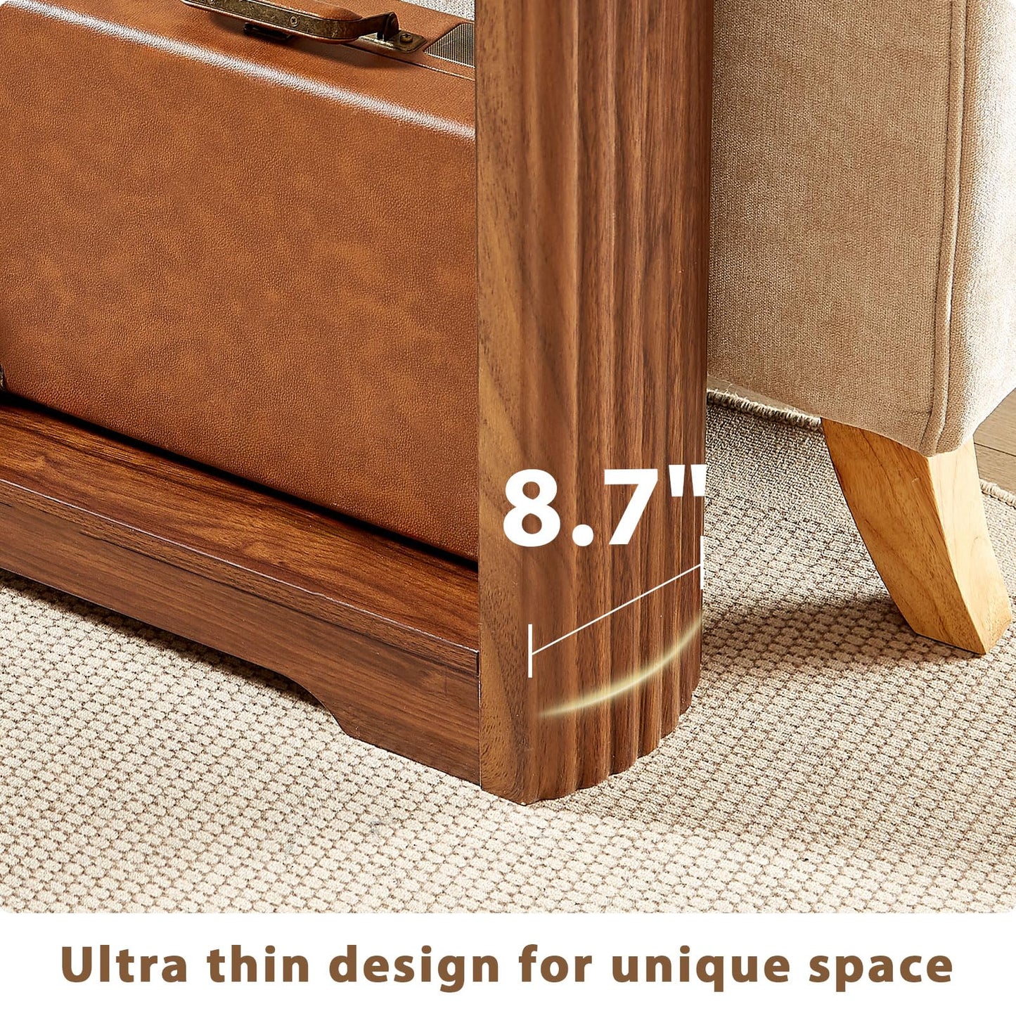Hosnnile 70.1'' Long Console Table, Narrow Rectangular Sofa Table with Storage Shelf, Modern Wooden Entryway Table, Behind Couch for Entryway, Hallway, Entrance, Foyer, Living Room (Walnut)