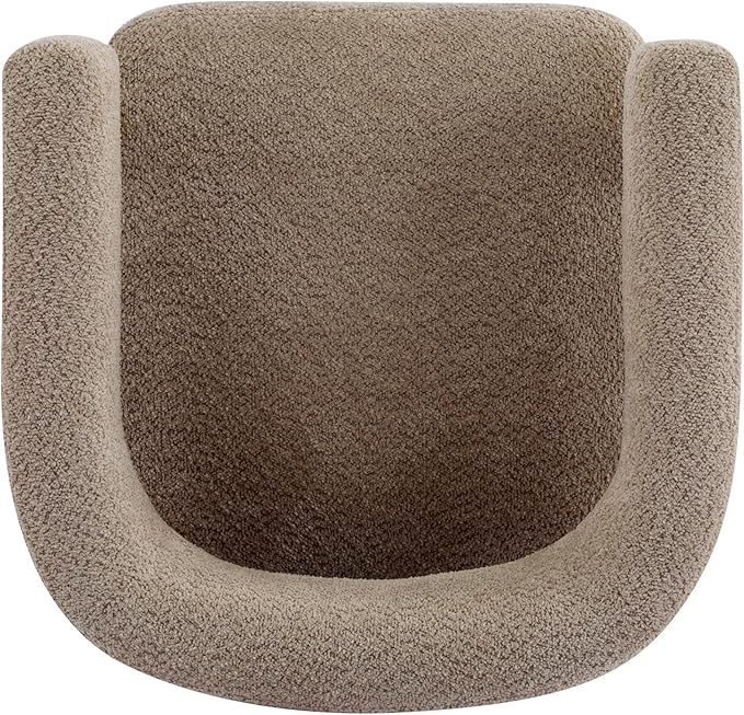 Christopher Knight Home Carly Low Profile Accent Chair, Round Backrest Side Chair, Living Room Armchair with Boucle Fabric Cushion,Comfy Reading Chair for Bedroom,Wooden Single Lounge Sofa,Light Camel