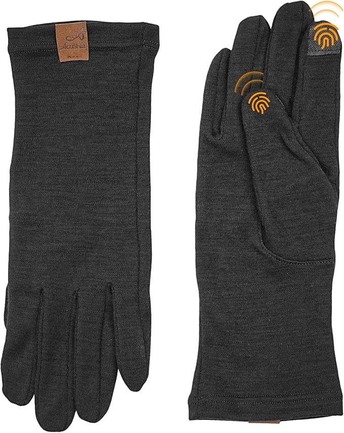 ACUSHLA Merino Wool Glove Liner -Touchscreen Lightweight Base Layer Ski Liner Glove for Men & Women