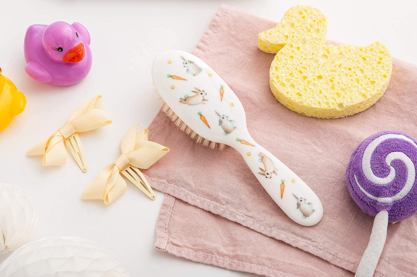 Rock & Ruddle Soft White Natural Boar Bristle Hairbrush for Babies and Young Children. Perfect for Fine Hair Detangling and Smoo
