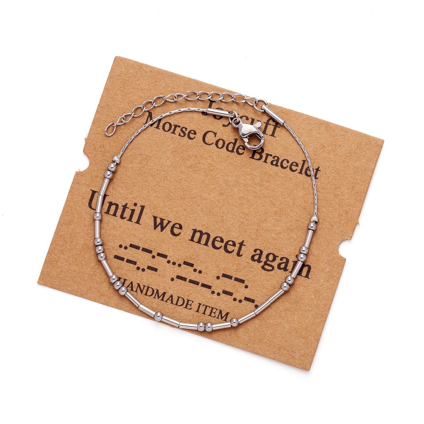JoycuFF Memorial Gifts Loss of Loved One Mom Dad Mother Son Until We Meet Again Morse Code Bracelets for Women Sympathy Chain Bn