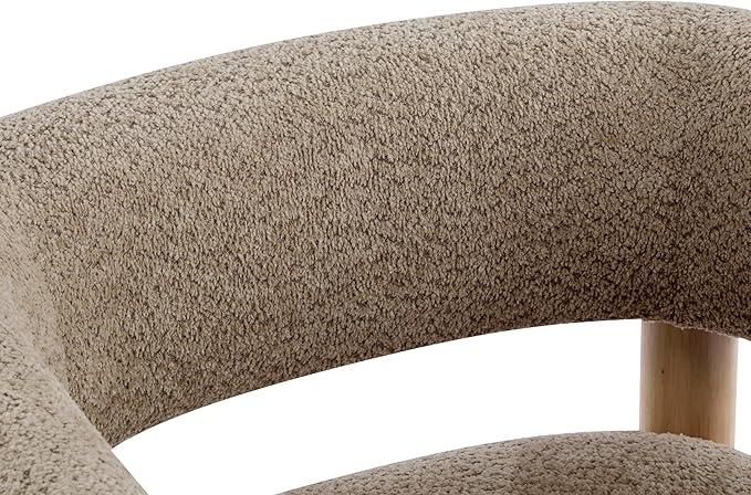 Christopher Knight Home Carly Low Profile Accent Chair, Round Backrest Side Chair, Living Room Armchair with Boucle Fabric Cushion,Comfy Reading Chair for Bedroom,Wooden Single Lounge Sofa,Light Camel