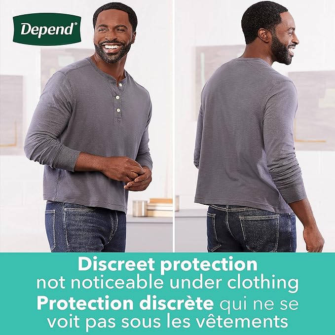 Depend FIT-Flex Incontinence Underwear for Men, Maximum Absorbency, Disposable, Large, Grey, 17 Count (Pack of 2)