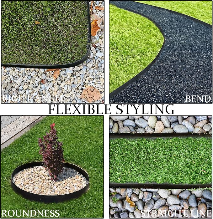 Garden Edging 33FT, 4IN Tall Landscape Edging Border with 50pcs Spikes, Plastic Lawn Edging Kit, Flexible Tool-Free Border Edging for Garden Flower Beds Tree Surrounds Yard Pathway, Black