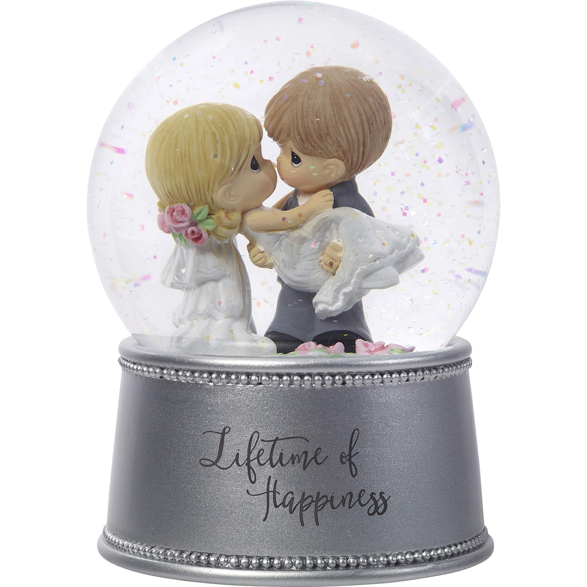 Precious Moments Lifetime of Happiness Bride & Groom Musical Resin/Glass Snow Globe 182101