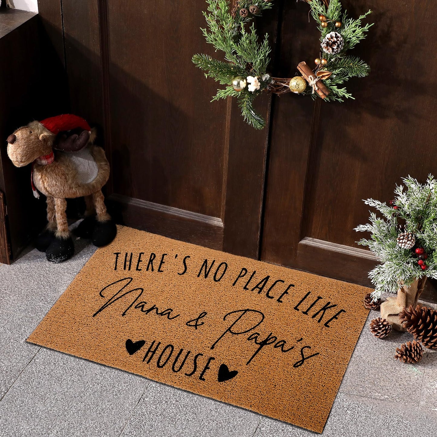 Tinideya Grandparents Day Gifts Nana Papa Welcome Doormat for Grandma Grandparents, Gigi Mimi Gifts from Grandkids Granddaughter, Birthday for Front Porch Decor(Nana Papa,29 x 17 Inch)