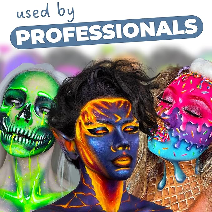 Blue Squid Face Paint Water Based Single Cake Professional Face Paint & Body Paint - Water Activated, Kids Adults Face Painting for Costume, Halloween Makeup, Cosplay - Classic Black Face Paint 30g