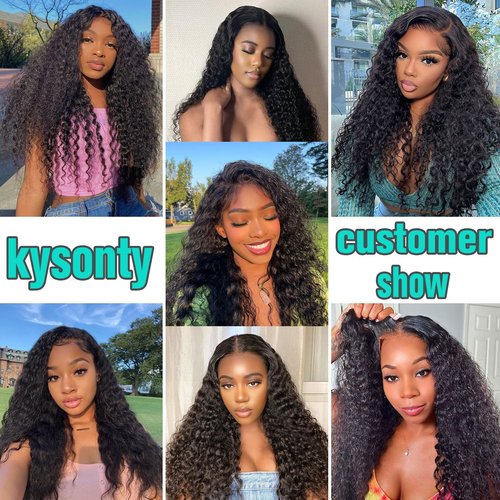 kysonty Water Wave Lace Front Wigs Human Hair 200% Density Deep curly Wet and Wavy 13x6 Hd Lace Frontal Wigs for Black Women Glueless Wigs Human Hair Pre Plucked with Baby Hair 22inch