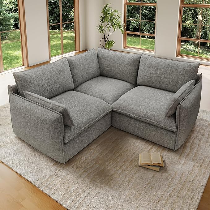 Forest aesthetics Cloud Modular Sectional,3 Seater Waterproof High Backrest V Shape Sectional Sofas,Down Filled Modular Couch with Removable Washable Cover for Living Room,Dark Gray