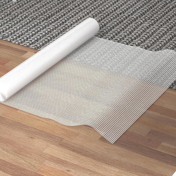 Silicone Non-Slip Rug Pad, Anti Skid Thin Area Rug Pad Gripper, Under Carpet Rug Mats for Hardwood Surface Floors, Keep Rugs in Place-5x7 Ft