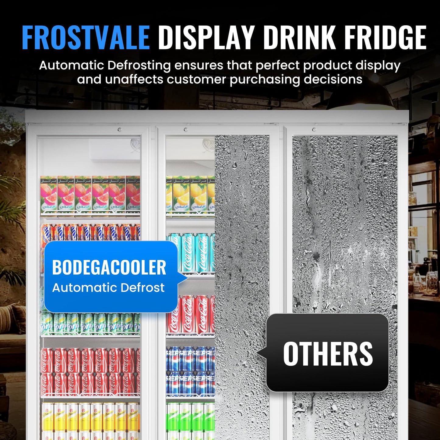 Frostvale 50 Cu.Ft Commercial Display Refrigerator, White 3 Glass Door Beverage Cooler, ETL Upright Merchandiser Fridge for Drinks, Soda, Beer, Water, Retail Store, Restaurant, Cafe, Office