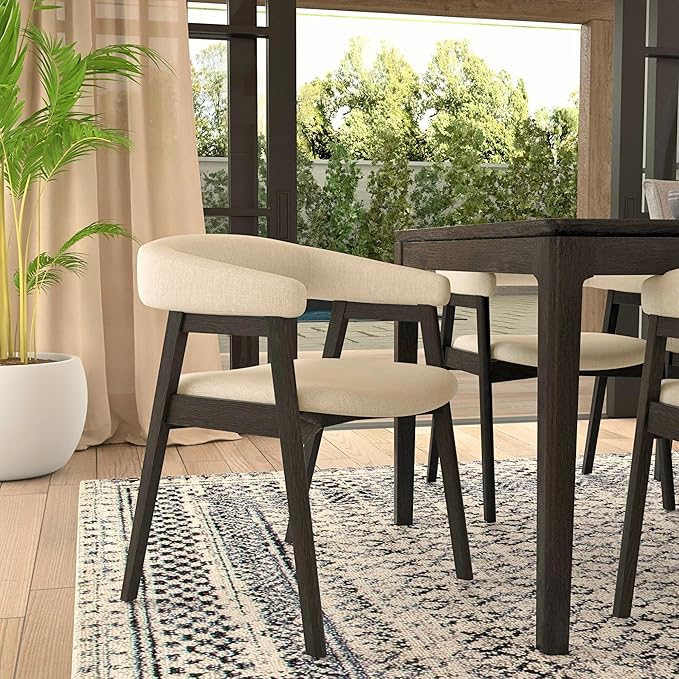Cove Curved Back Upholstered Chairs, Vintage Black (Set of 2)