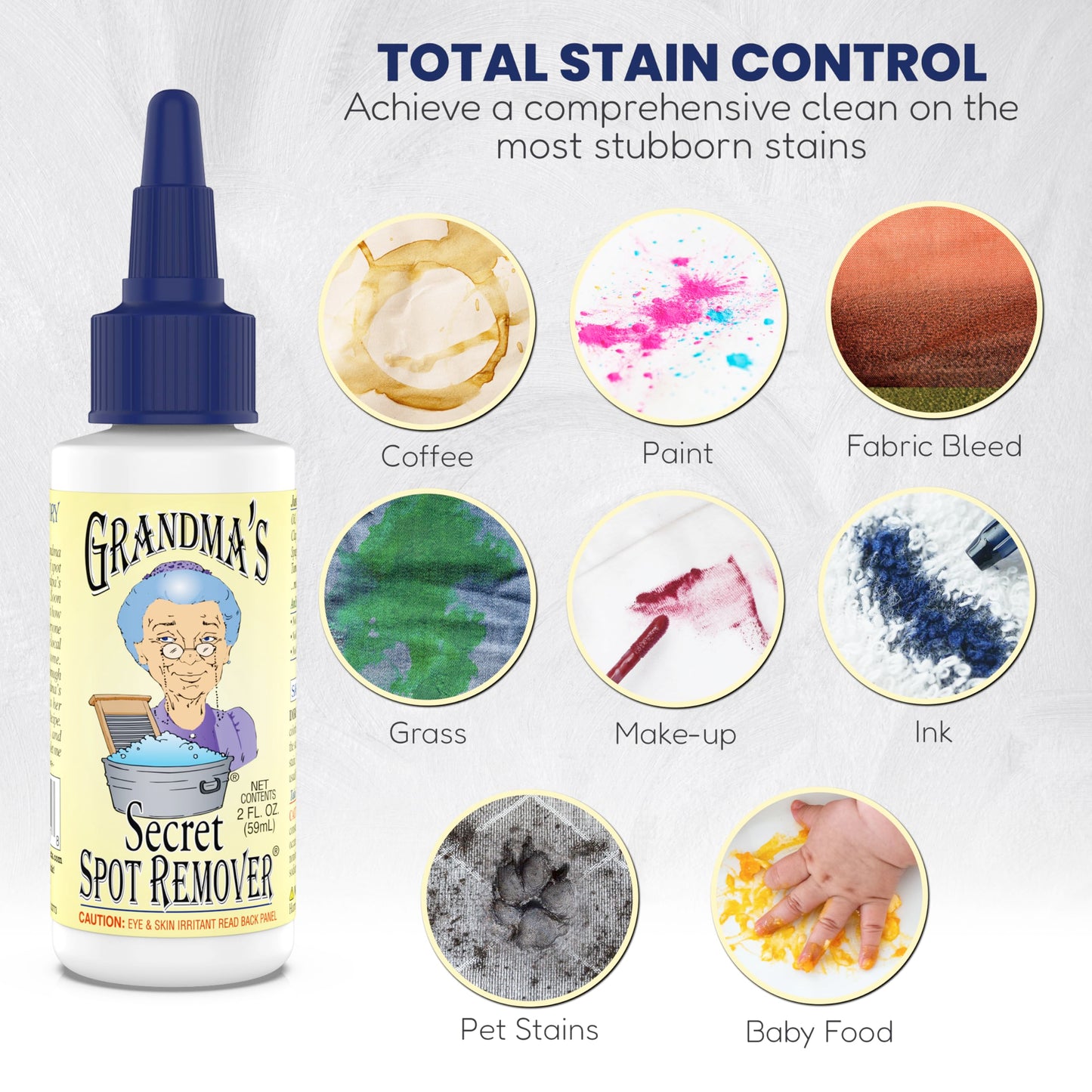 Grandma's Secret Spot Remover Laundry Spray - Chlorine, Bleach and Toxin-Free Fabric Stain Remover for Clothes - Removes Oil, Paint, Blood and Pet Stains - 2 Oz, 3 Pack