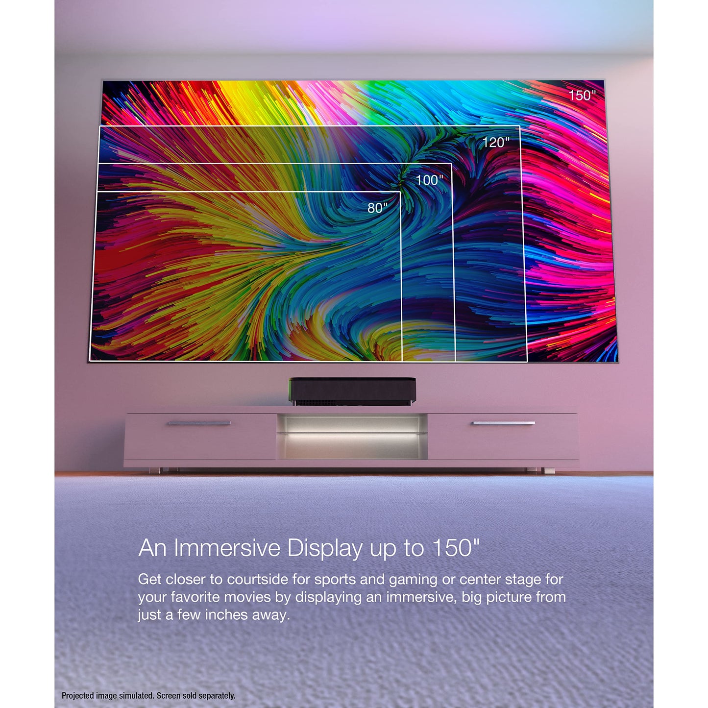Epson LS800 Ultra Short Throw 3-Chip 3LCD Smart Streaming Laser Projector, 4,000 Lumens of Color and White Brightness, 4K PRO UHD, HDR, Android TV, 2.1ch Yamaha Built-in Speakers - Black