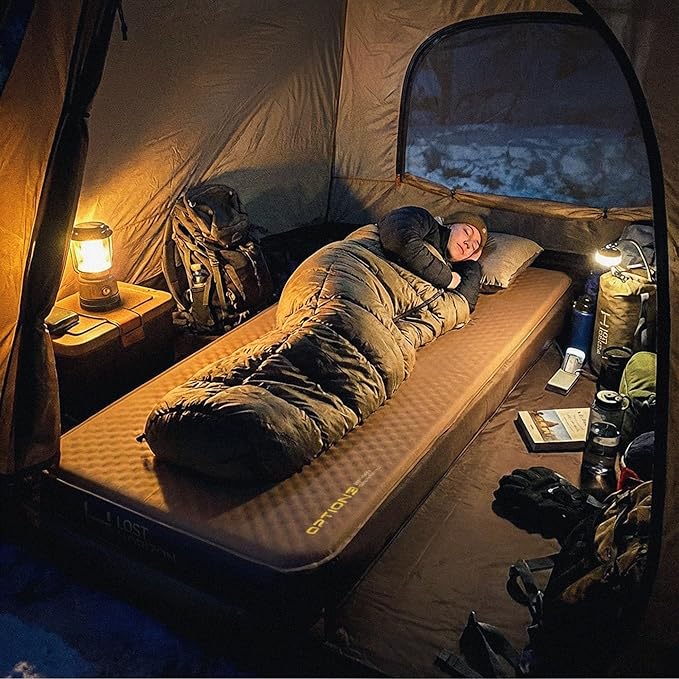 LOSTHORIZON Air & Foam Camping Mattress, Self-Inflating Sleeping Pad, 4.5" Thick, with Air Pump, Single
