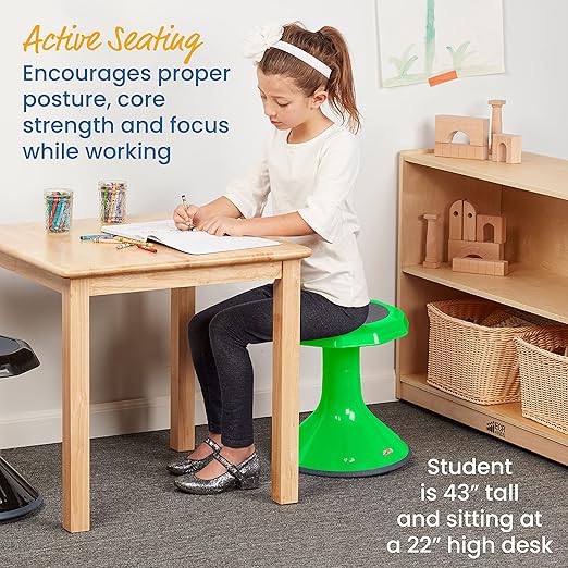 ECR4Kids ACE Active Core Engagement Wobble Stool, 15-Inch Seat Height, Flexible Seating, Grassy Green