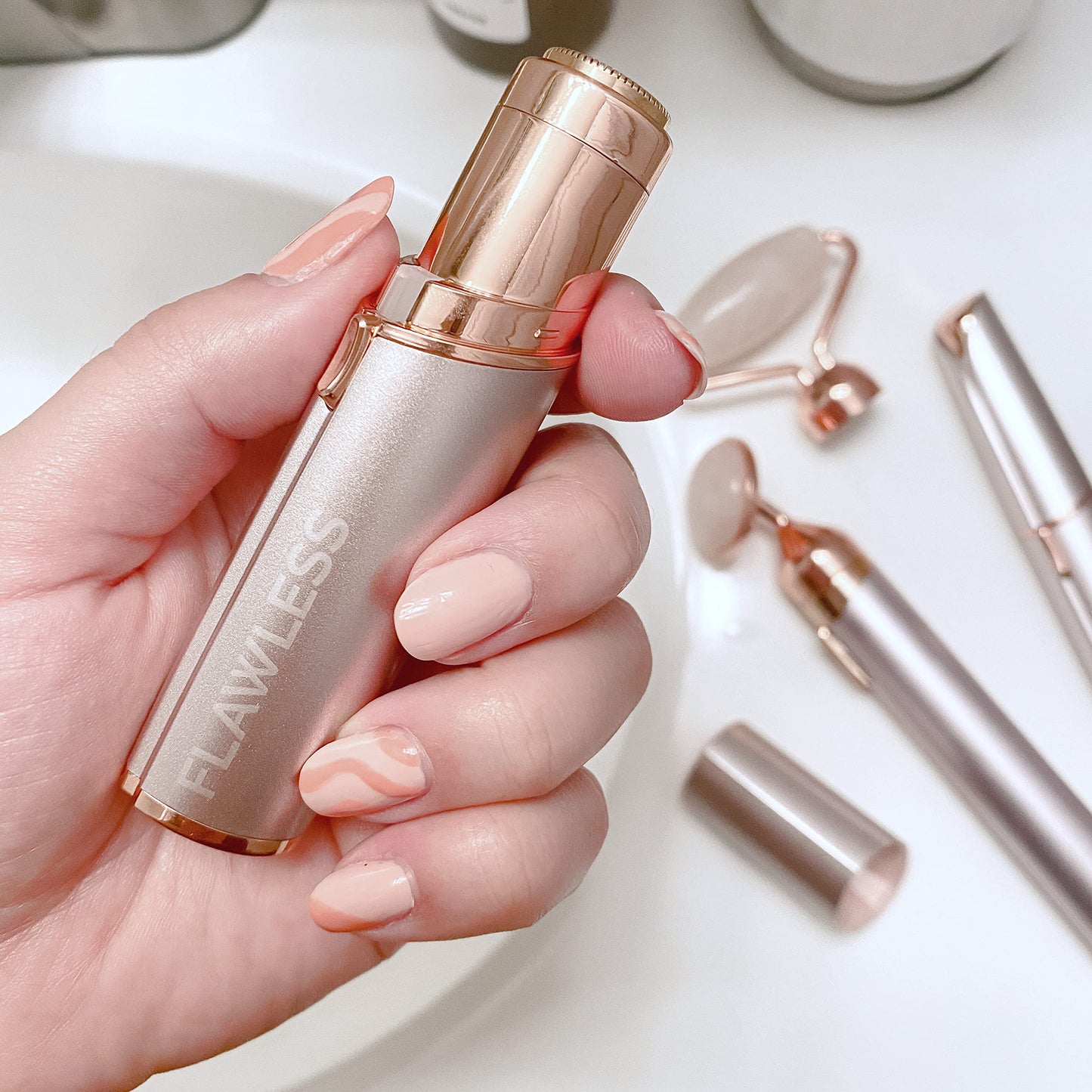 Finishing Touch Flawless Women's Painless Hair Remover, Coral Rose Gold