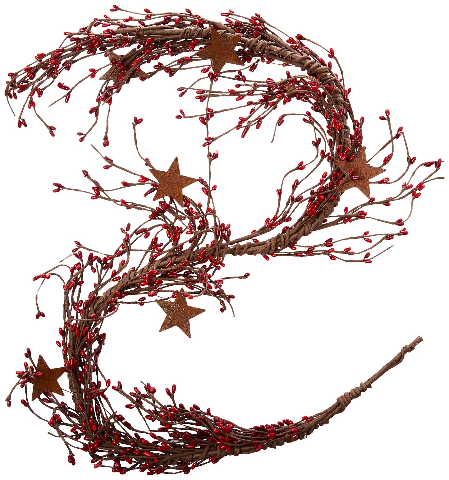 CWI Pip Berry and Star Garland - 40 Inch - Artificial Garland for Mantle, Arch, Table, and Entryway - Red & Burgundy