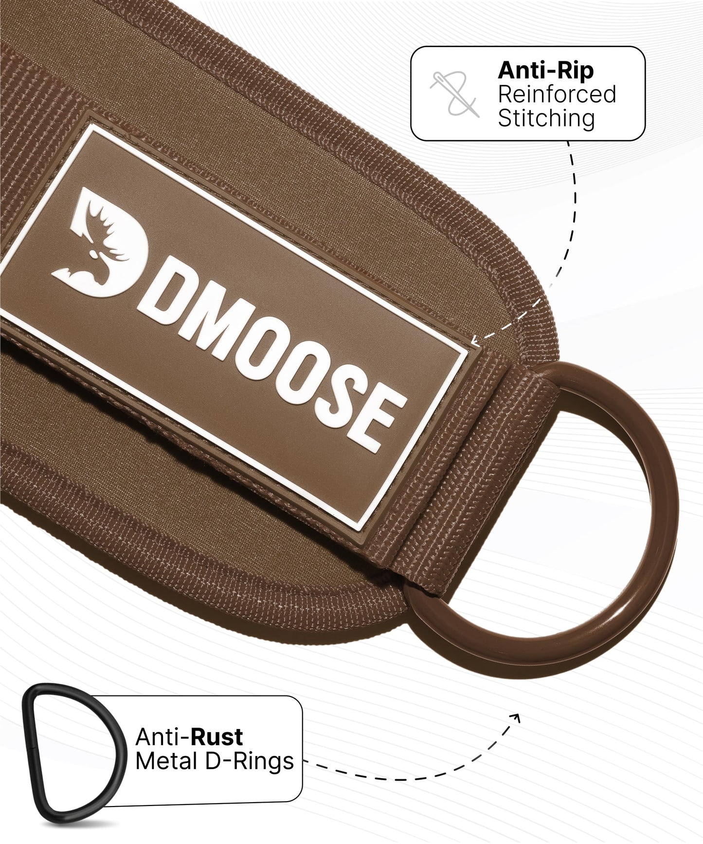 DMoose Fitness Ankle Straps for Cable Machines - One Size Fit Premium Padding, Glute Kickback Ankle Strap for Women & Men, Cable Attachments for Gym, Booty Workouts & Hip Abductors (Cocoa - Single)