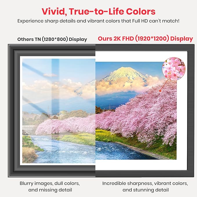 2K 64GB Frameo 10.1" Digital Picture Frame WiFi Electronic Photo Frame FHD 1920 x 1200 IPS Touch Screen Share Moments Remotely Anywhere Photo Gifts for Mother Dad Grandparents Christmas