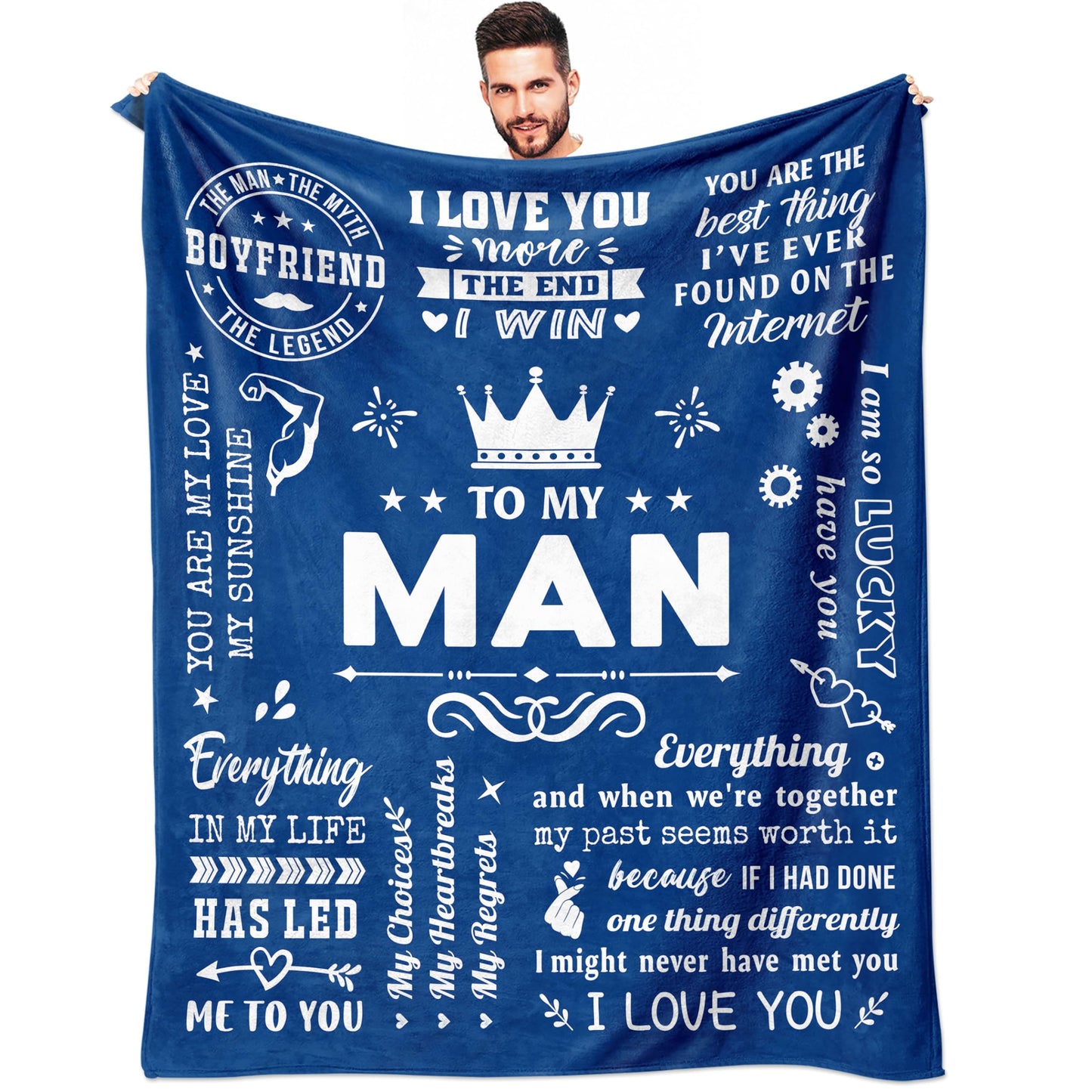 KJACGAD Boyfriend Gifts from Girlfriend, Birthday Gifts for Him Boyfriend Ideas, Anniversary Meaningful Gifts for Boyfriend Throw Blanket 60" x 50"