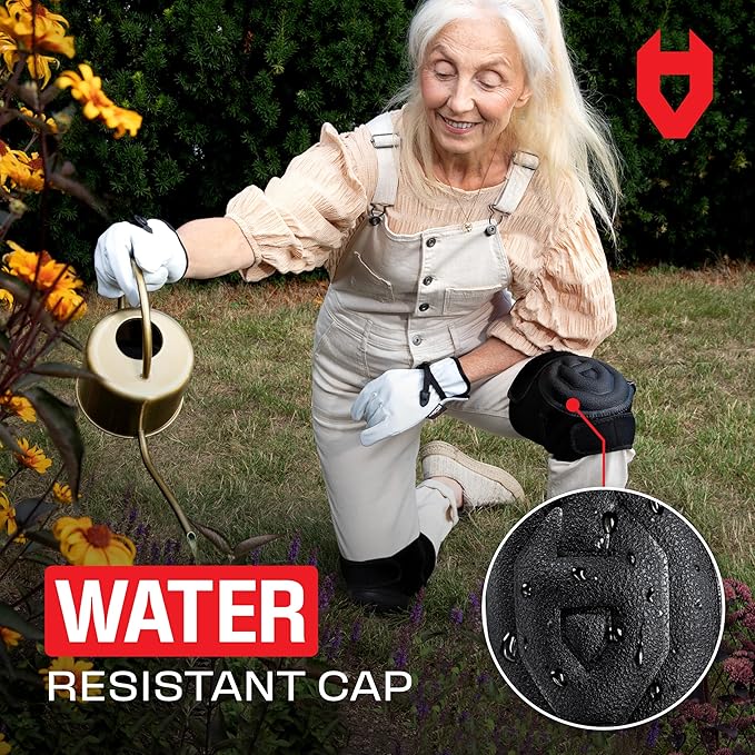 NoCry Gel Knee Pads for Men and Women with Soft Foam Cushion — Waterproof Anti-Slip Cap and Easy to Use, Adjustable Non-Slip Straps — Durable, Lightweight Design — Perfect for Gardening Work