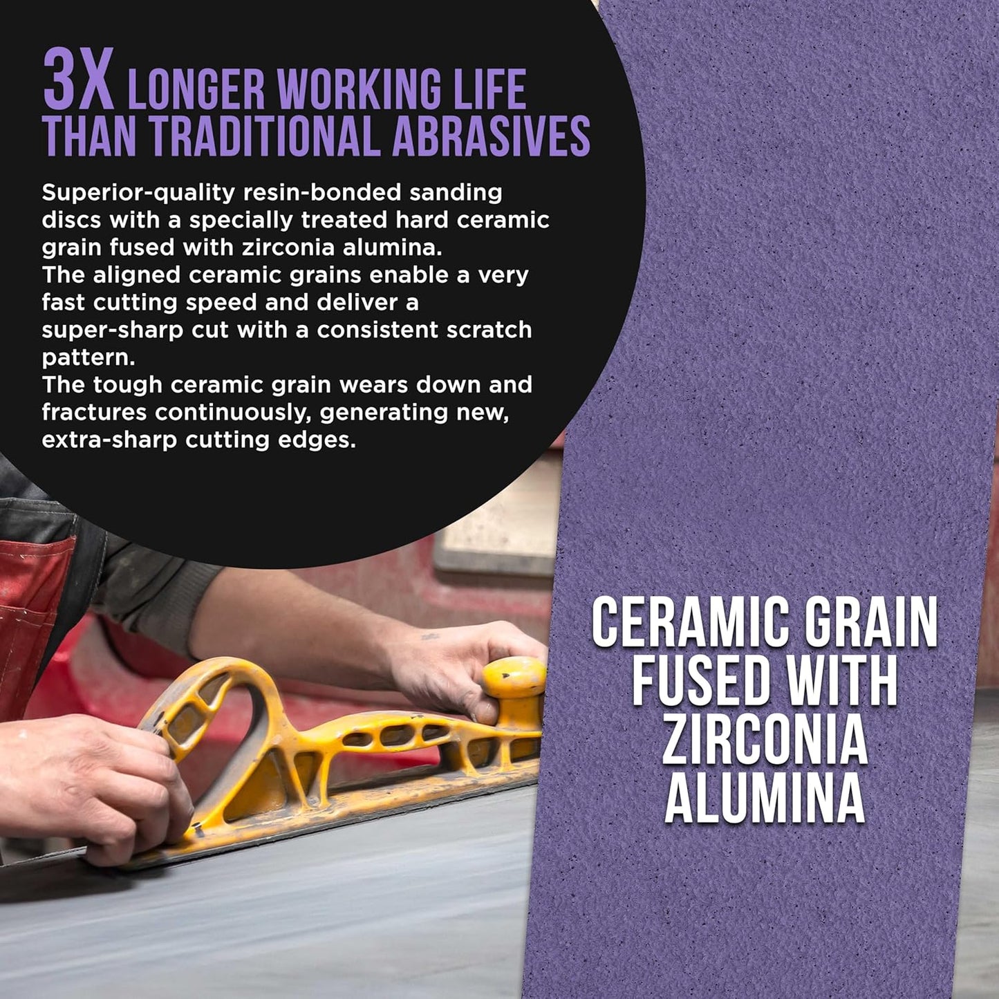 Dura-Gold Premium 40 Grit PSA Purple Film Ceramic Longboard Sandpaper, 2-3/4" Wide Continuous 12 Yard Roll - Self Adhesive Stickyback for Auto & Wood Air File Long Board Sanders, Hand Sanding Blocks