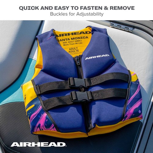 Airhead Santa Monica Life Vest Adult Small Size Navy L70, Fits Chest 37.5-40 inch