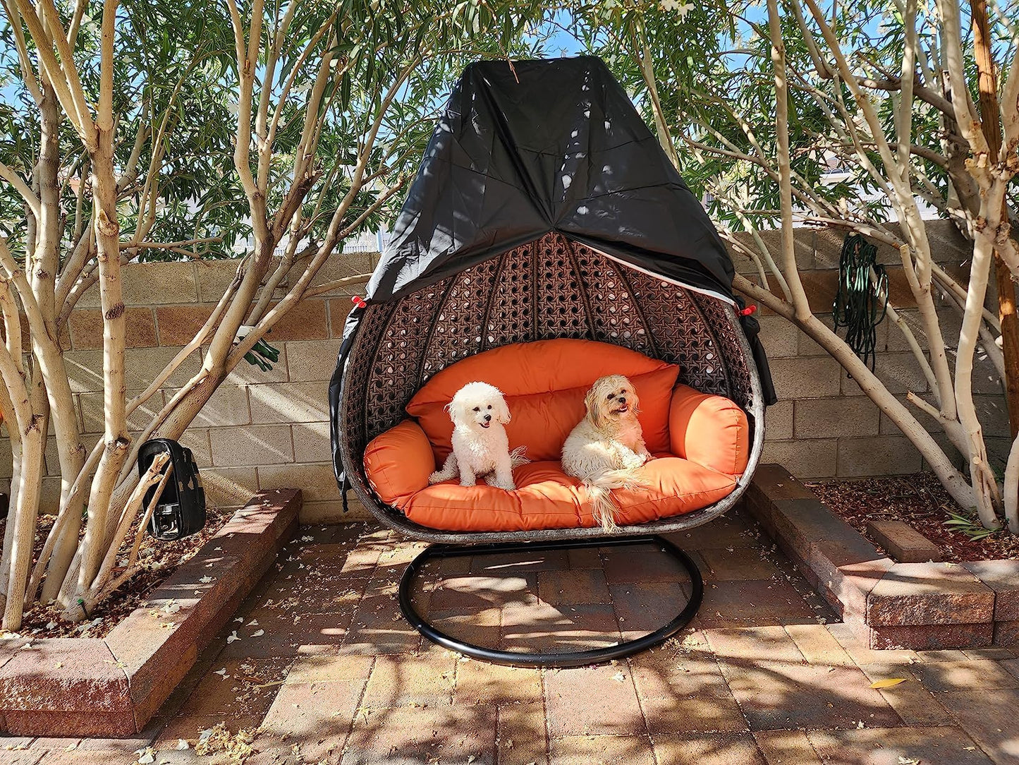 【Upgraded】Patio Egg Chair Covers with Zipper, 91 x 80 Large Wicker Egg Swing Chair Covers, Waterproof Heavy Duty Weather Resisatnt Outdoor Chair Cover, Windproof Hanging Chair Cover, Black, 1 Pack
