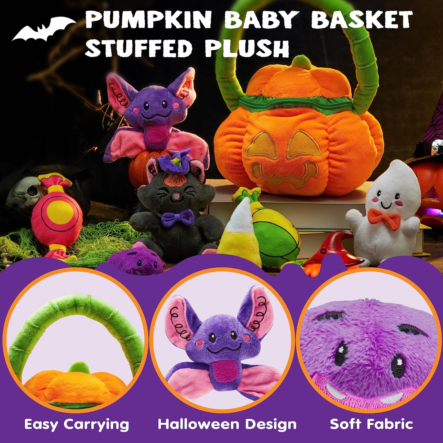 JOYIN Baby's Pumpkin Halloween Playset with 8 Fun Play Pieces, Halloween theme decoration, School Classroom Supply, Party Favor Supplies, Goodie Bags Stuffers Fillers, Toy and Prizes, Treats Gifts
