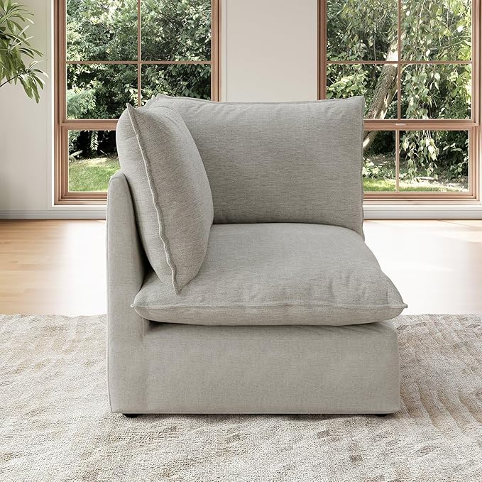 Forest aesthetics Cloud Modular Sectional,Corner Waterproof High Backrest Sectional Sofas,Down Filled Modular Couch with Removable Washable Cover for Living Room,Light Gray
